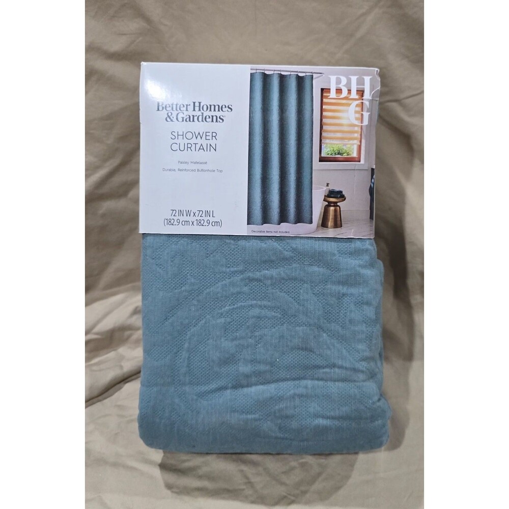 Better Homes & Gardens Seafoam Teall 72” x 72” Cotton Shower Curtain - NEW